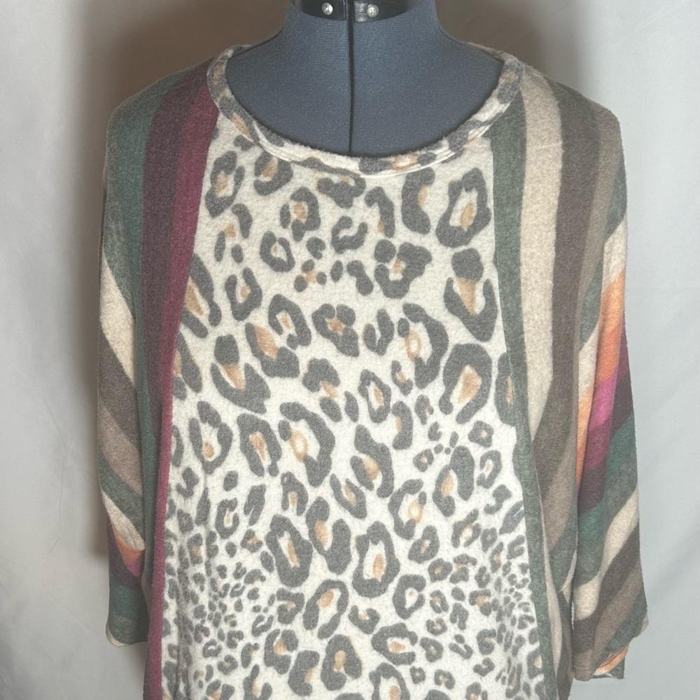 Lilypad Vibrant Striped Leopard Sweater